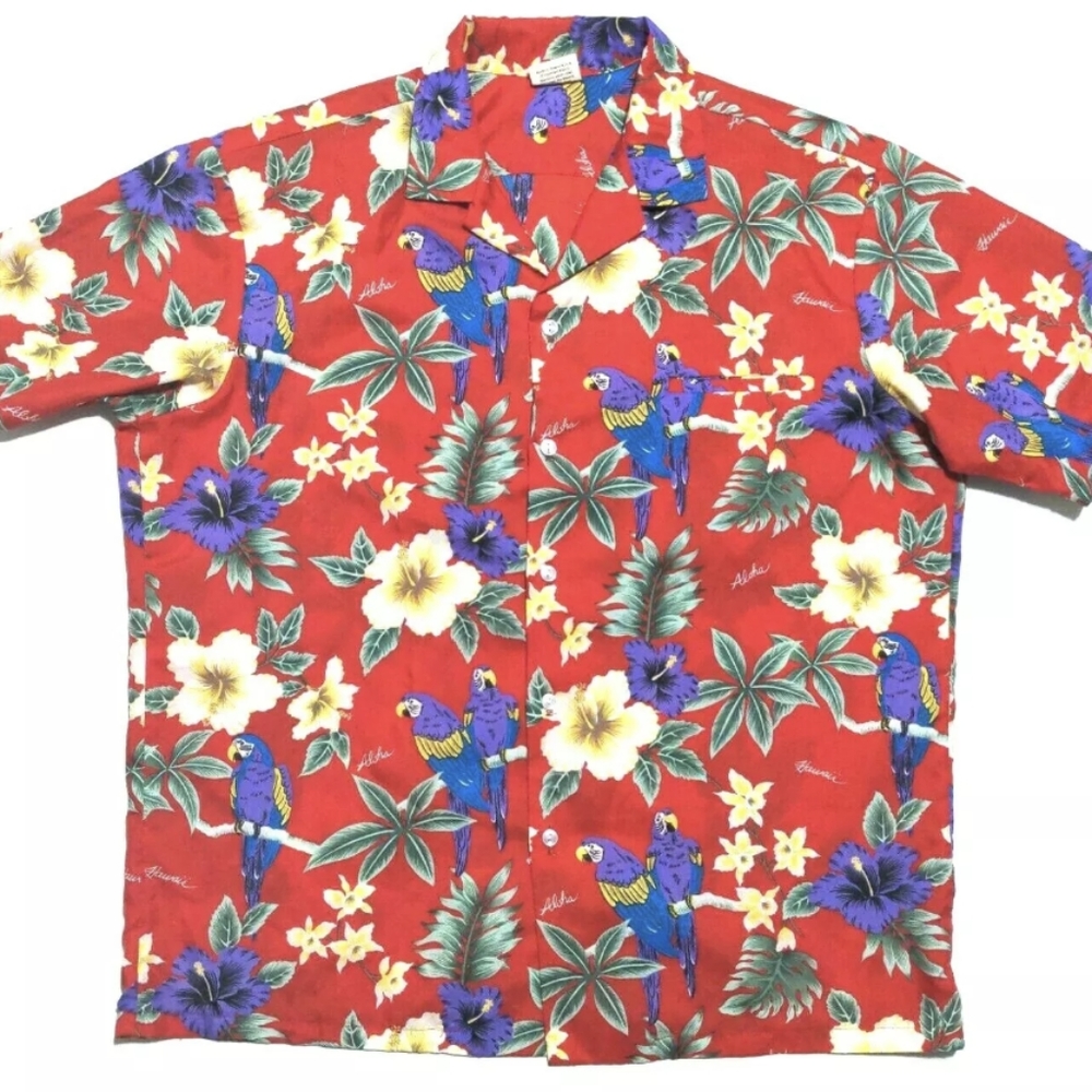Kalena Fashions Mens Vintage XL Short Sleeve Button Up Floral Hawaiian Shirt EUC